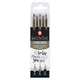 Sakura Set de stylos à pointe fine Pigma Micron 05, noir et gris